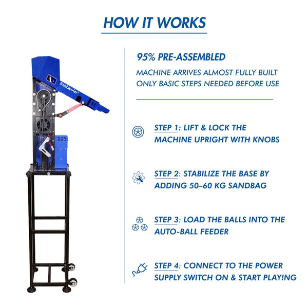 Freebowler Superthrower Automated Pro (FS2 PRO) is an arm‑simulated, fully automatic and portable cricket ball thrower designed to mimic a real bowler’s action for batting practice cricket bowling machine