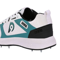 Dnine Hunter 1 Cricket Batting Shoe with Metal Spikes – White/Green/Black |Shock Absorbing EVA Midsole, High Traction TPU Spike Outsole - Best Price online Prokicksports.com