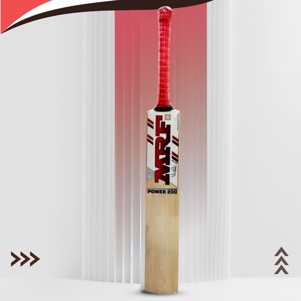 MRF Power 200 English Willow Cricket Bat – Short Handle, Professional Grade for Powerful Stroke Play
