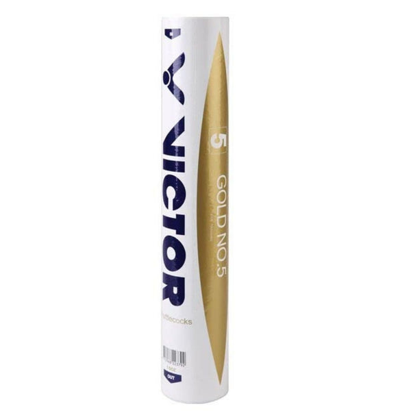 Victor Gold No.5 Feather Shuttlecock – Speed 77, Duck Feather & Composite Cork, 1 Dozen (Tournament & Club Play)