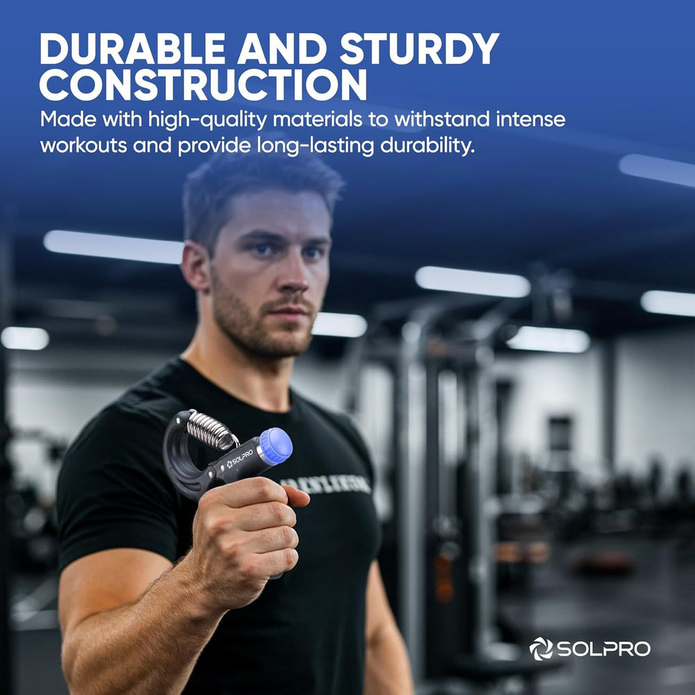 Solpro SHG-046 FirmFlex Adjustable Hand Grip Strengthener – 5-60kg Resistance, Ergonomic Grip, Forearm & Finger Strengthener with Mechanical Counter, Home Gym Rehab - Best Price online Prokicksports.com