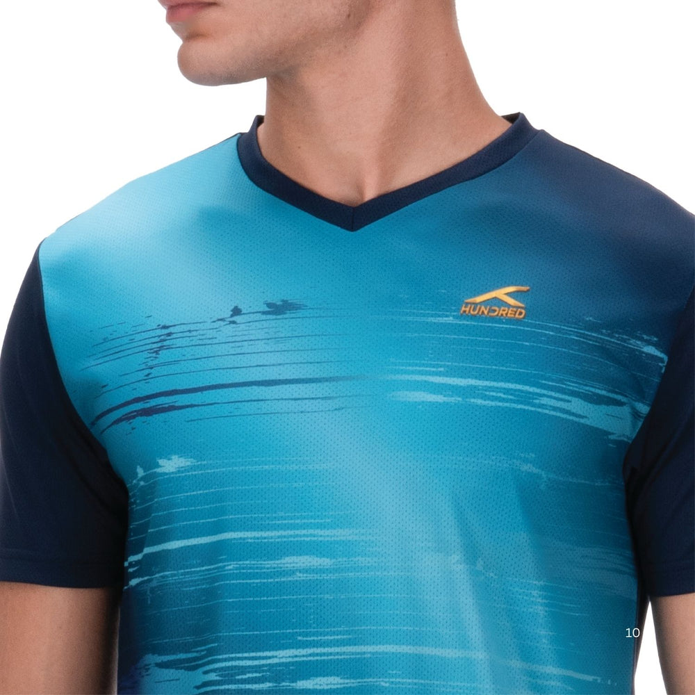 Hundred HBTS-5M267 V-Neck Badminton T-Shirt – Men Quick Dry Lightweight Sports Tee for Badminton, Gym & Training - Best Price online Prokicksports.com