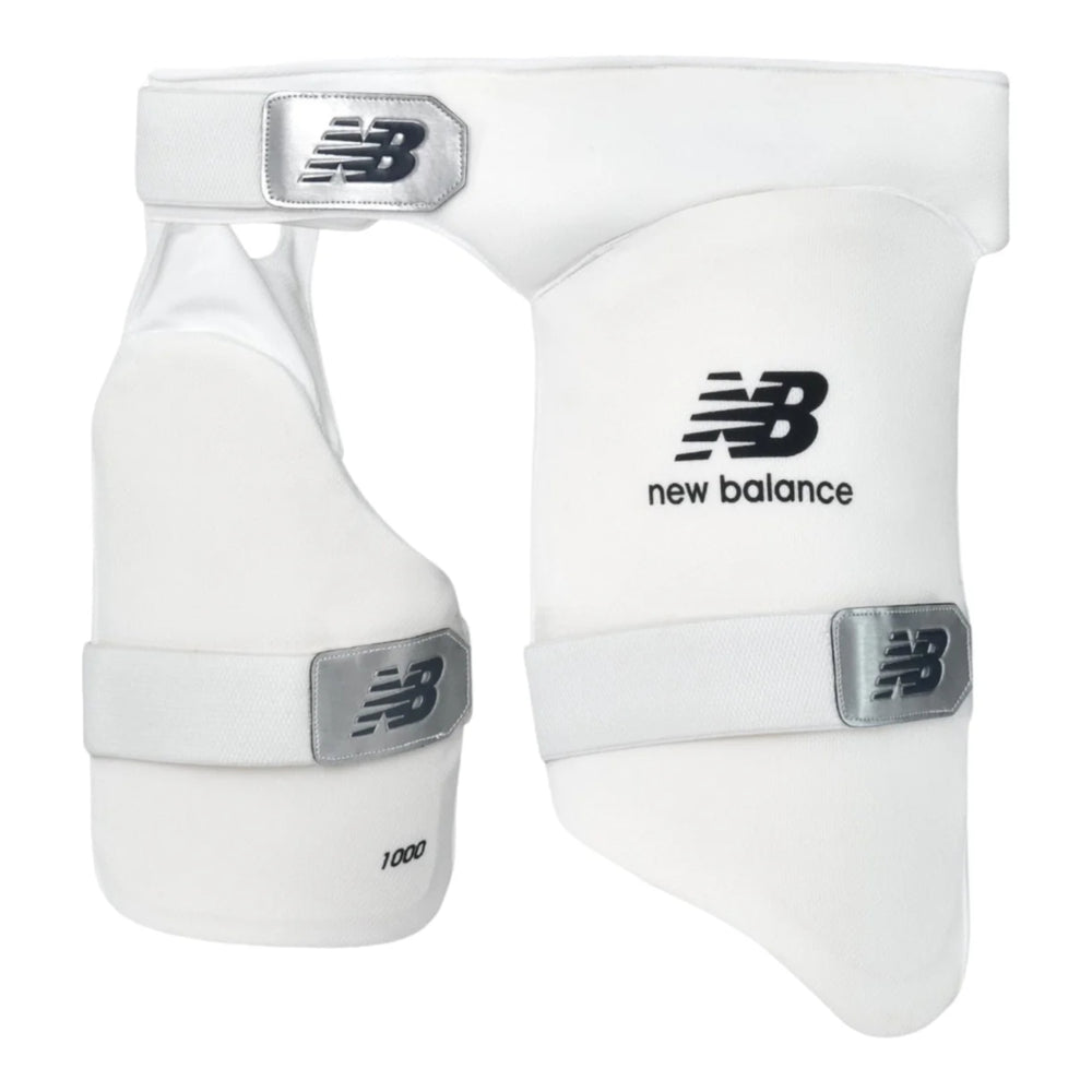 New Balance 10i Right Hand Cricket Thigh Pad – White (Men’s) | Advanced Protection with Dual-Density Foam & Ergonomic Fit