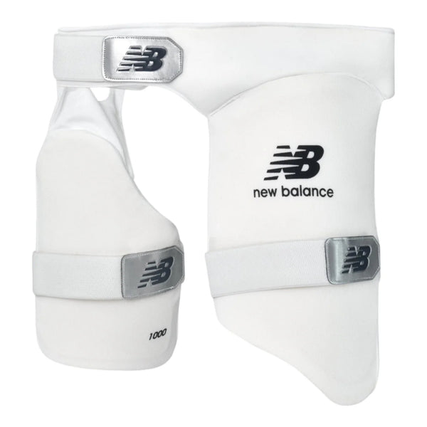 New Balance 10i Right Hand Cricket Thigh Pad – White (Men’s) | Advanced Protection with Dual-Density Foam & Ergonomic Fit