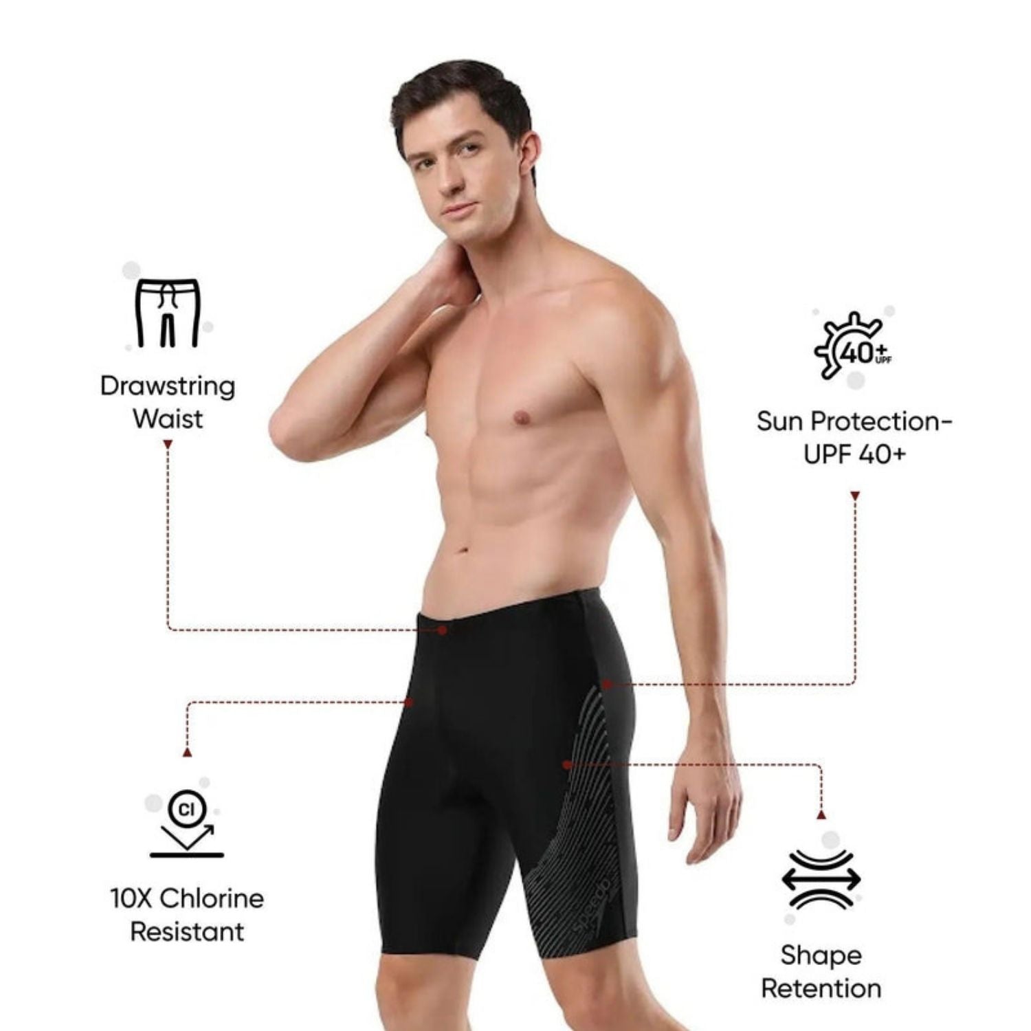 Speedo AM Medley Logo Jammer Men’s Swimwear – Performance Training Swim Jammer with Stretch Fabric, Quick Dry & Chlorine Resistant Design - Best Price online Prokicksports.com