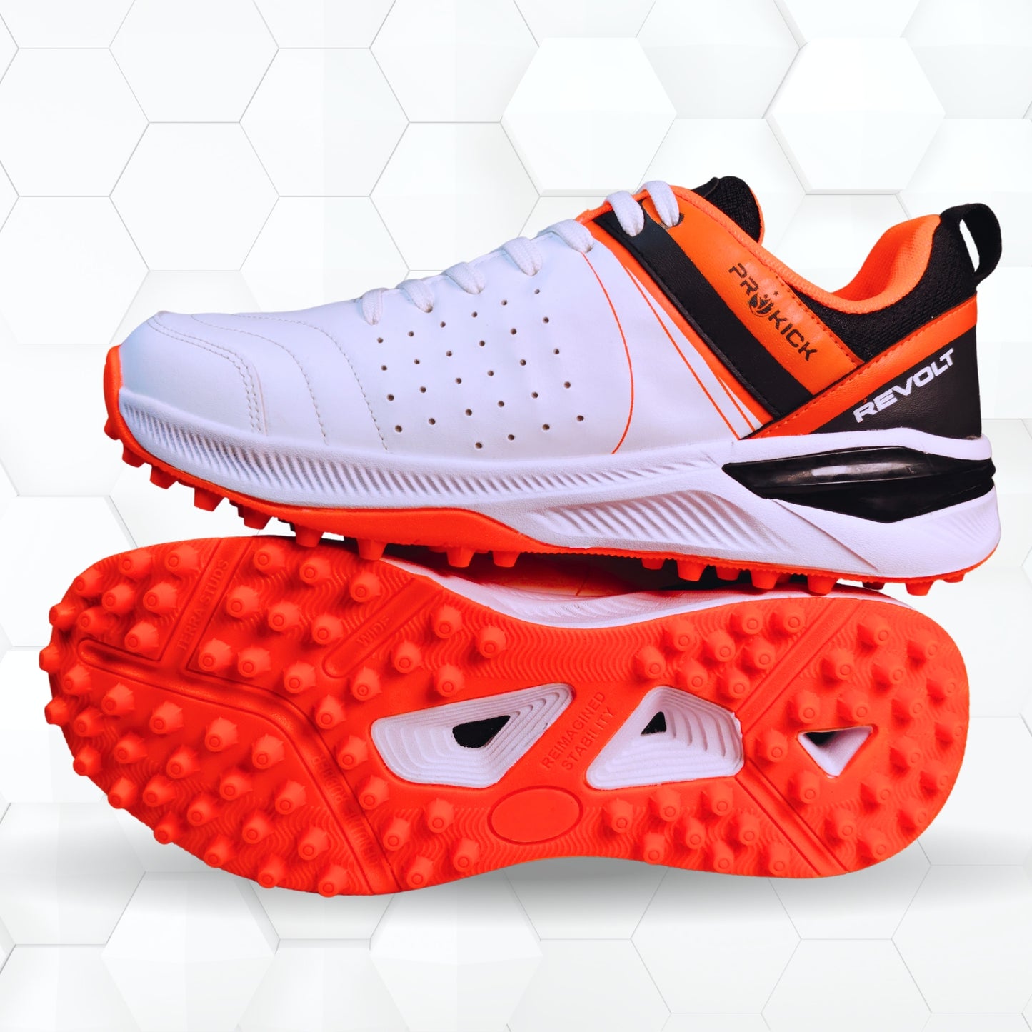 Prokick Revolt Cricket Shoes – Lightweight, Durable, All-Rounder Footwear – Superior Grip, Shock Absorption, Breathable Mesh – Ideal for Turf & Hard Ground Play - Best Price online Prokicksports.com