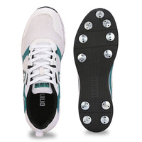 Dnine Hunter 1 Cricket Batting Shoe with Metal Spikes – White/Green/Black |Shock Absorbing EVA Midsole, High Traction TPU Spike Outsole - Best Price online Prokicksports.com