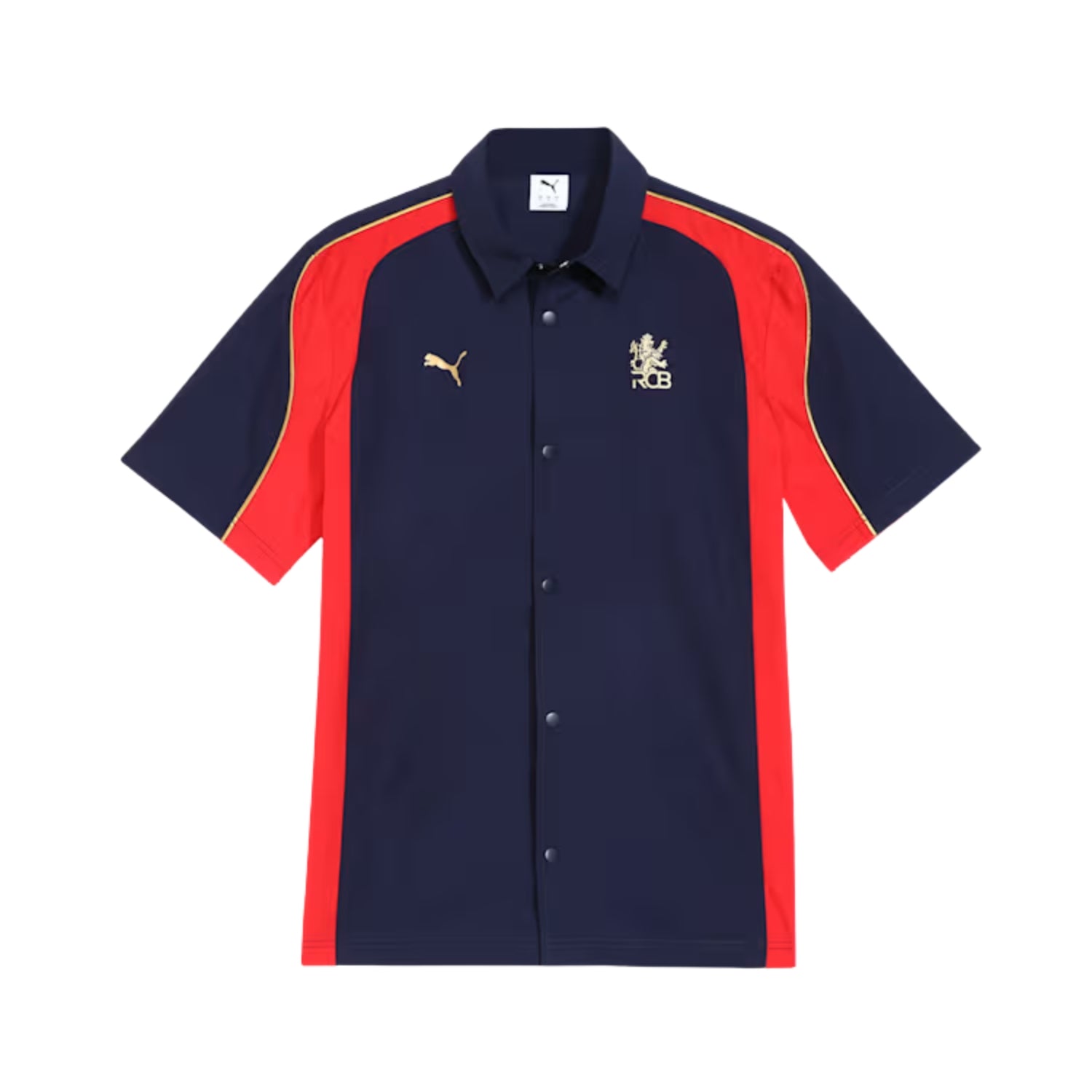 PUMA x RCB Woven Polo T-Shirt for Men | Premium Woven Fabric with Classic Collar, Button Placket & Official RCB Branding for Smart Casual Style - Best Price online Prokicksports.com