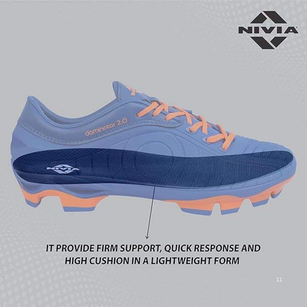 Nivia Dominator 2.0 Football Studs – Direct Injection Molding, Full TPU Construction, Cushioned EVA Insole | Lightweight, Durable, High-Traction for Firm & Wet Grounds - Best Price online Prokicksports.com