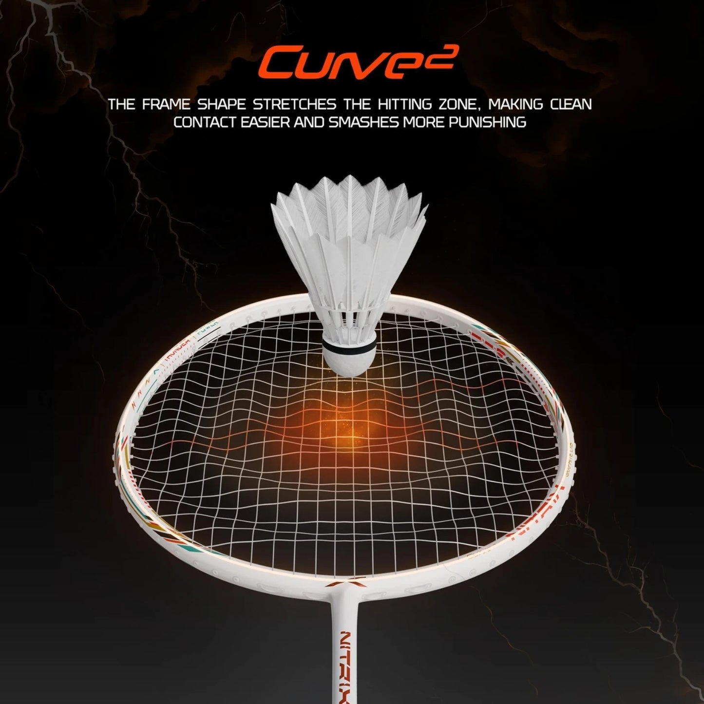 Hundred Nitrix Thunder Strung Badminton Racquet | Superlight Carbon Fibre Power Frame with Curve² Technology | Attack Series - Best Price online Prokicksports.com