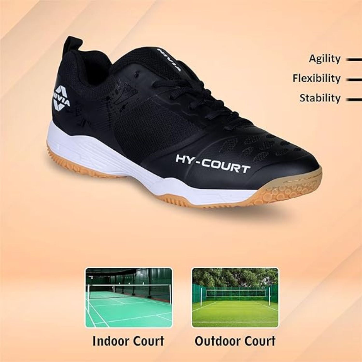 Nivia HY-Court 2.1 Badminton Shoes for Men | Non-Marking Sole | Cushioned Insole | Breathable Mesh | Lightweight Design - Best Price online Prokicksports.com