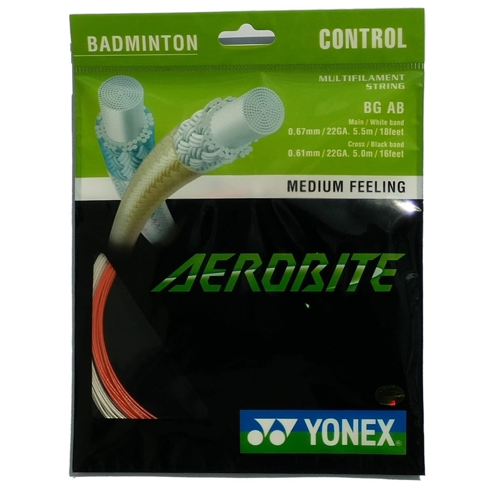 Yonex BG Aerobite Badminton String | Hybrid Stringing, Alternating Gauges & Coating, Microfibre, High-Intensity Multifilament Nylon Core, Main & Cross String Combo