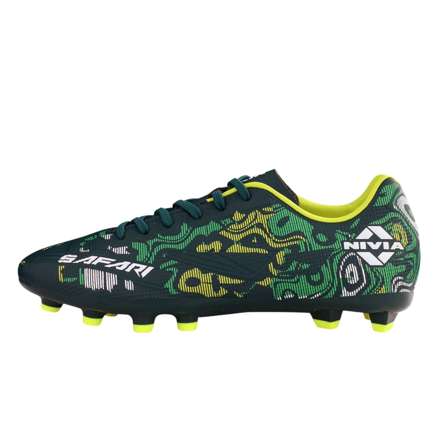 Nivia Safari Football Shoes – PU Synthetic Water-Resistant Upper, 3D Textured Design, TPU Stud Sole, EVA Sockliner | Superior Grip, Speed & Comfort for Hard Ground & Grass - Best Price online Prokicksports.com