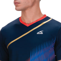 Hundred HBTS-5M266 V-Neck Badminton T-Shirt – Men Quick Dry Lightweight Sports Tee for Badminton, Training & Fitness - Best Price online Prokicksports.com