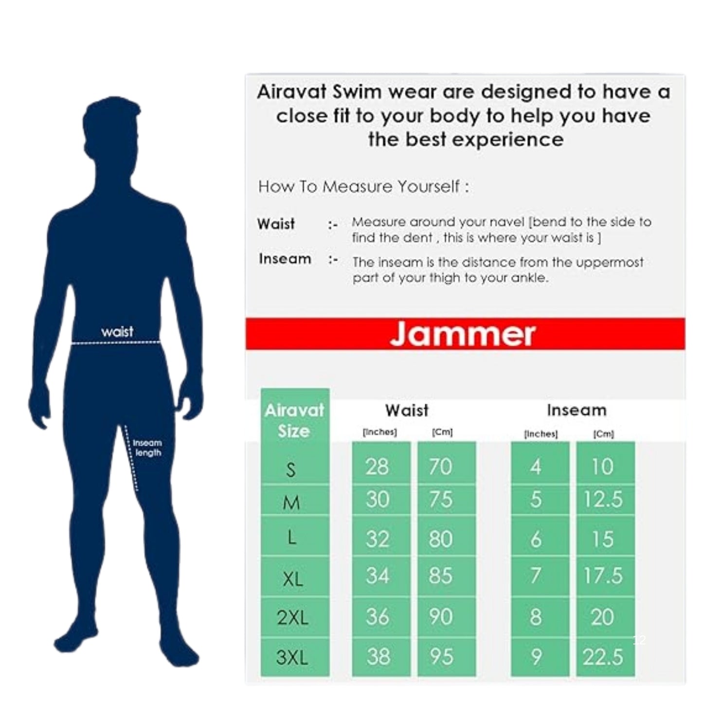 Airavat ORCA 1511 Men's Swimming Jammer – 360° Stretch, UPF50 UV Protection, Anti-Chafe, Quick-Dry Swimwear - Best Price online Prokicksports.com