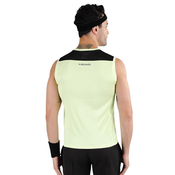 HEAD HMS‑508 Men’s Sleeveless Sports Sando – Lightweight Interlock Polyester with Ventilated Mesh Panels (Sea Green)
