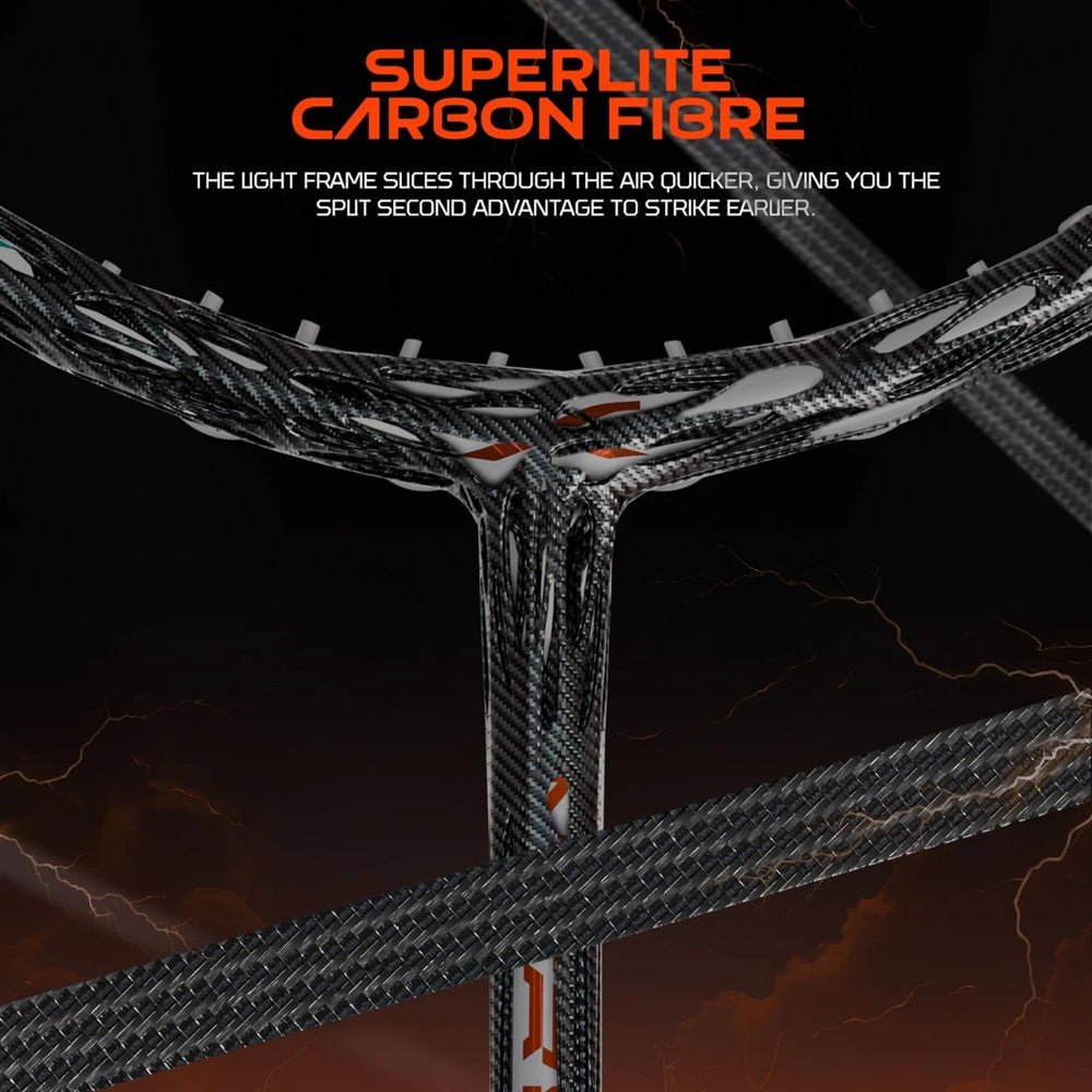 Hundred Nitrix Thunder Strung Badminton Racquet | Superlight Carbon Fibre Power Frame with Curve² Technology | Attack Series - Best Price online Prokicksports.com