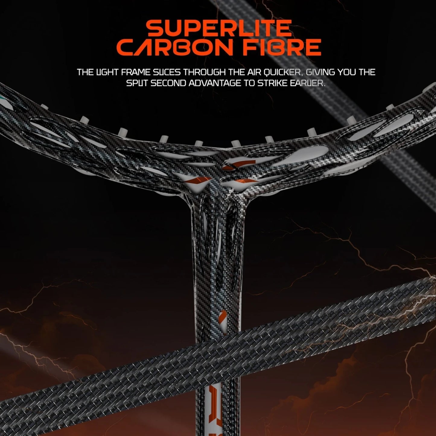 Hundred Nitrix Thunder Strung Badminton Racquet | Superlight Carbon Fibre Power Frame with Curve² Technology | Attack Series - Best Price online Prokicksports.com