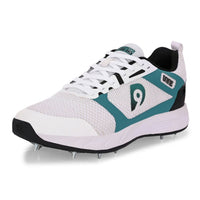 Dnine Hunter 1 Cricket Batting Shoe with Metal Spikes – White/Green/Black |Shock Absorbing EVA Midsole, High Traction TPU Spike Outsole - Best Price online Prokicksports.com