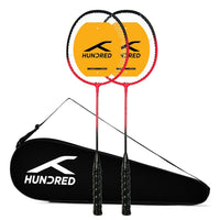 Hundred Powertek Ultra X Strung Badminton Set (2 Racquets) | Lightweight Aluminium Frame with Head-Heavy Balance, Full Cover | Beginner Friendly Combo Kit - Best Price online Prokicksports.com