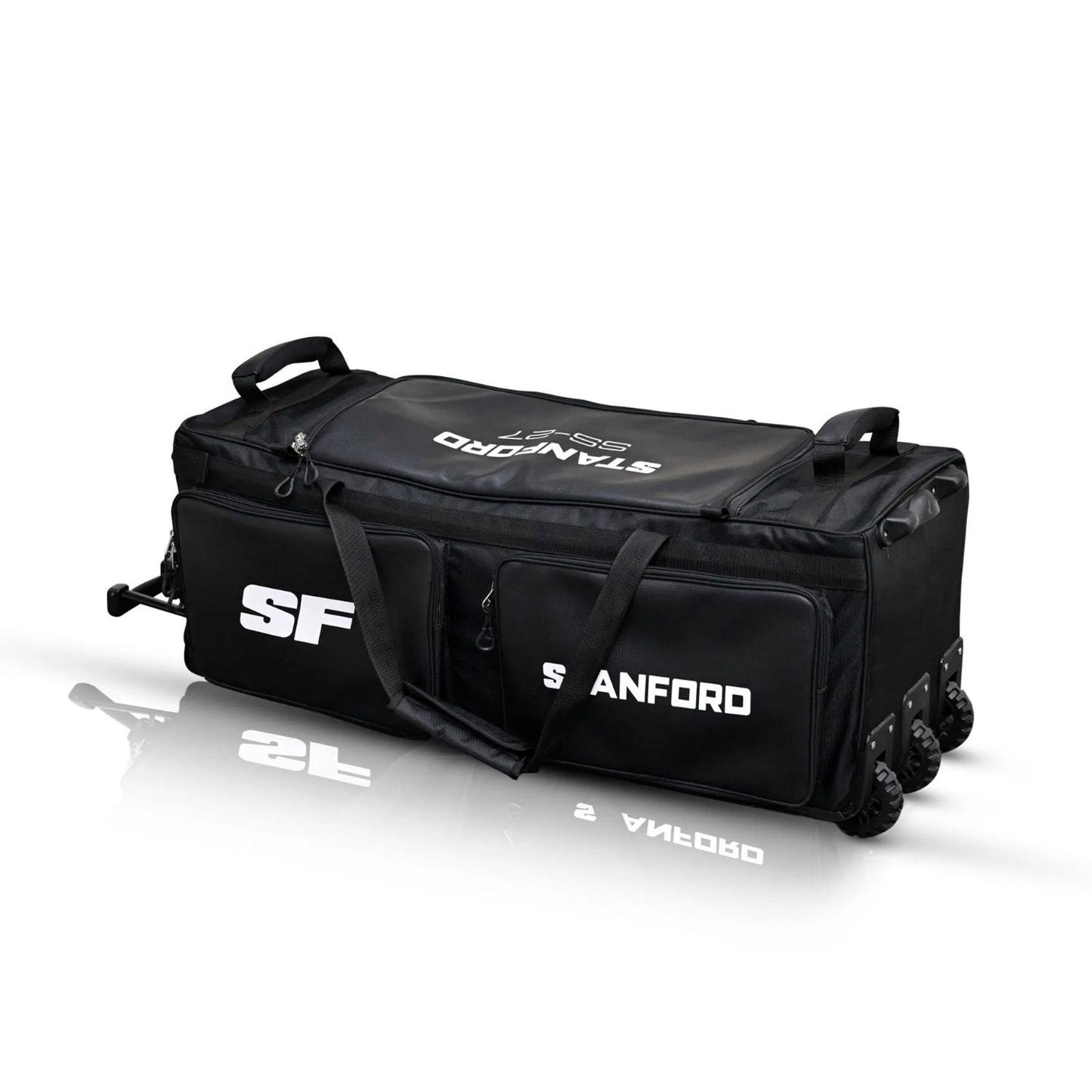 SF SS-27 Cricket Kit Bag Wheelie with Trolley - Black | Spacious Wheeled Cricket Duffle Bag | Premium Durable Kit Storage for Professional & Club Cricketers - Best Price online Prokicksports.com