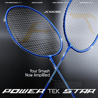 Hundred Powertek Star Strung Badminton Set (Pack of 2 Racquets) | Lightweight Aluminium Frame with Pre-Strung Strings, Full Cover & Shuttlecock Combo for Beginners - Best Price online Prokicksports.com