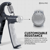 Solpro SHG-046 Velgrip Adjustable Hand Grip Strengthener – 5-60kg Resistance, Mechanical Counter, Forearm & Finger Exerciser for Men & Women, Home & Gym Use - Best Price online Prokicksports.com