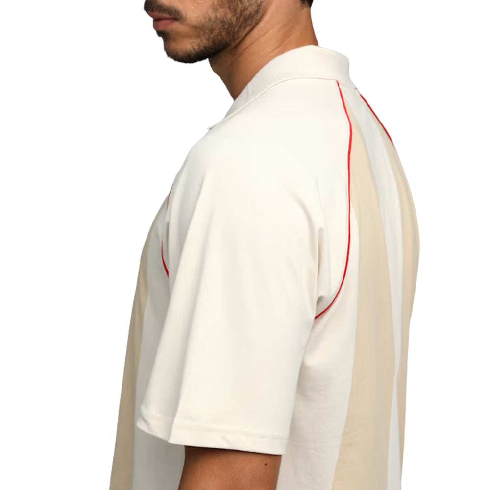 PUMA x RCB Striper Polo II Polo T-Shirt for Men | Classic Collar with Button Placket, Knitted Fabric & Official RCB Branding - Best Price online Prokicksports.com