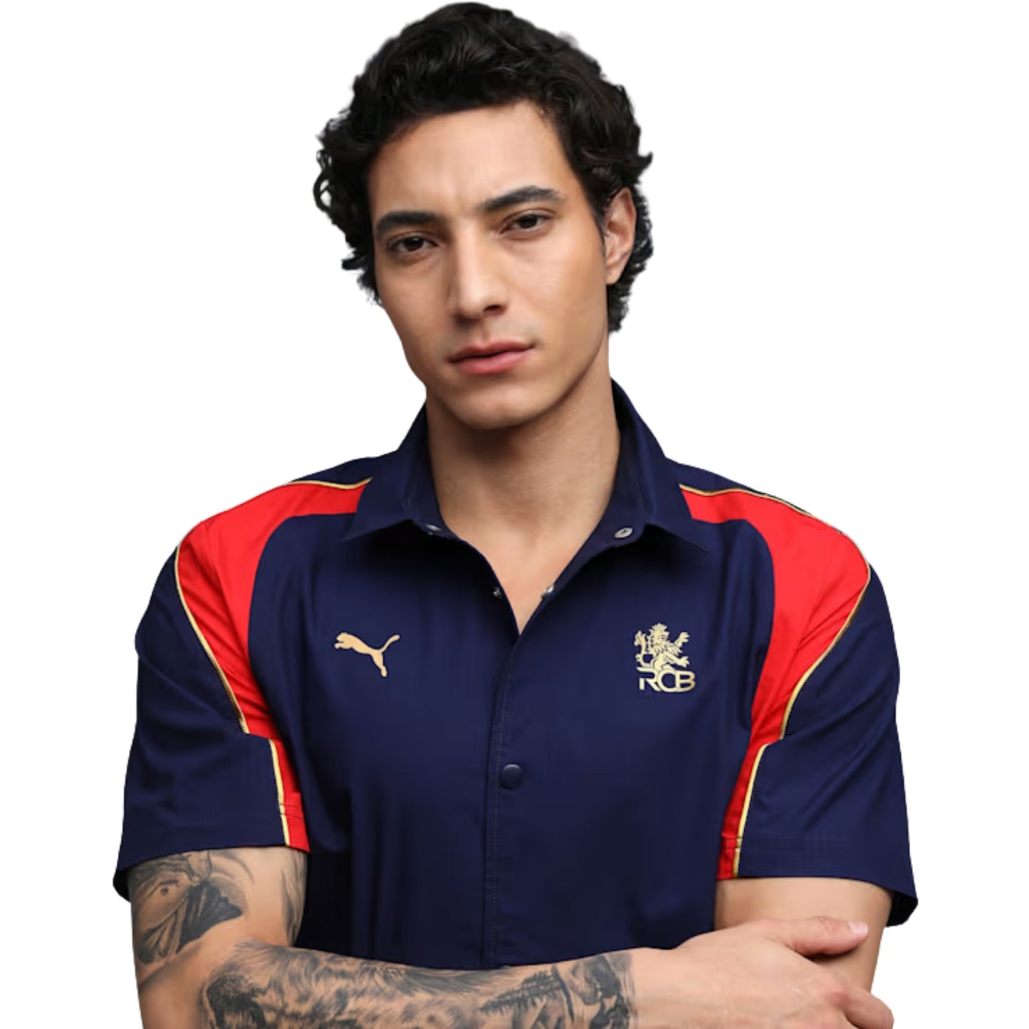 PUMA x RCB Woven Polo T-Shirt for Men | Premium Woven Fabric with Classic Collar, Button Placket & Official RCB Branding for Smart Casual Style - Best Price online Prokicksports.com