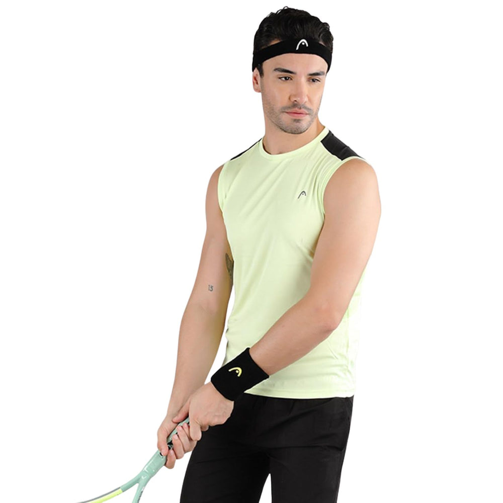 HEAD HMS‑508 Men’s Sleeveless Sports Sando – Lightweight Interlock Polyester with Ventilated Mesh Panels (Sea Green) - Best Price online Prokicksports.com