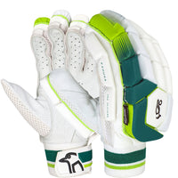 Kookaburra Kahuna Pro Players Left Hand Batting Gloves – Adult | Elite Level Cricket Gloves | Premium Protection & Comfort | White/Green - Best Price online Prokicksports.com
