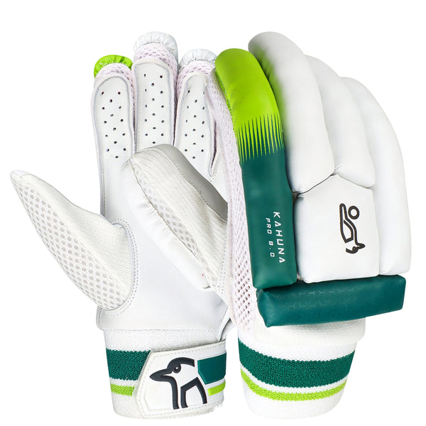 Kookaburra Kahuna Pro 8.0 Batting Gloves – Left Hand | Lightweight Cricket Gloves for Comfort & Protection | White/Green