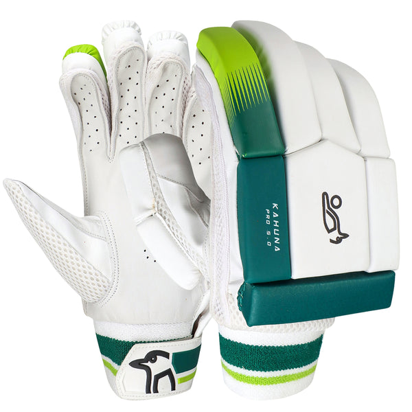 Kookaburra Kahuna Pro 5.0 Batting Gloves – Left Hand | Advanced Protection with Soft Feel | White/Green