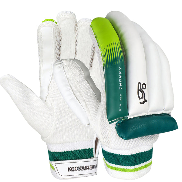 Kookaburra Kahuna Pro 9.0 Batting Gloves – Left Hand | Cricket Gloves with Superior Protection | White/Green