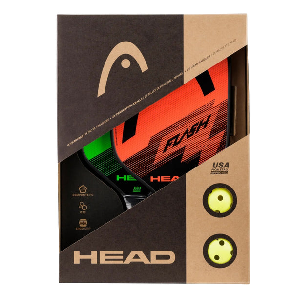 Head Pickle Ball Pack - Flash (2 Paddles+2 Pickleballs+1 Carry Bag)