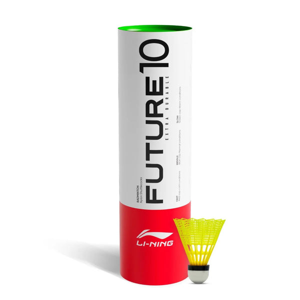 Li-Ning Future 10 Nylon Shuttlecock, Slow - Yellow (Green Cap, Pack of 6)