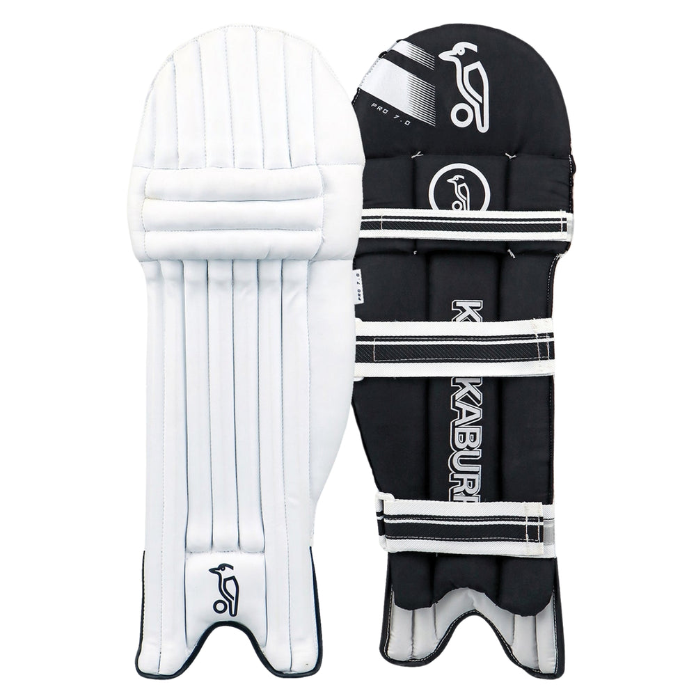 Kookaburra Pro 7.0 Left-Hand Batting Legguards – Traditional Cane Styling with Padded Knee Roll and Extended Side Wing for Entry-Level Players