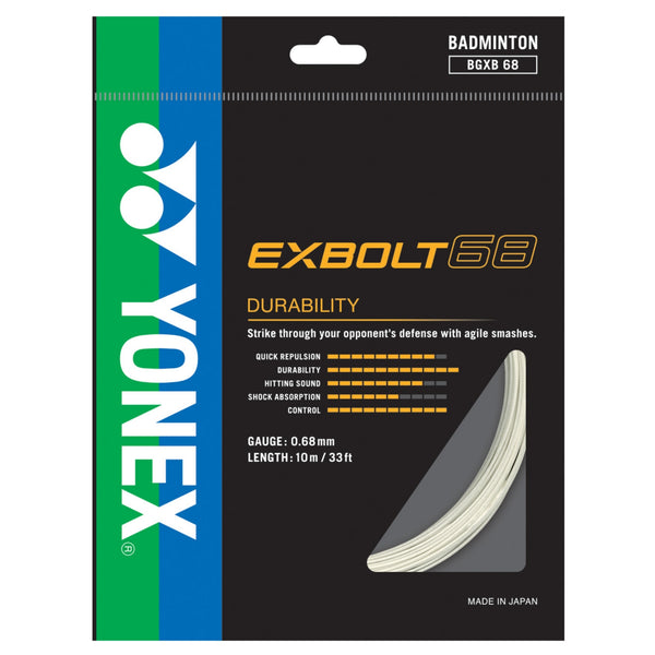 Yonex Exbolt 68 Badminton String – High Repulsion Power, Quick Response, Durable & Control-Oriented String for Advanced Players