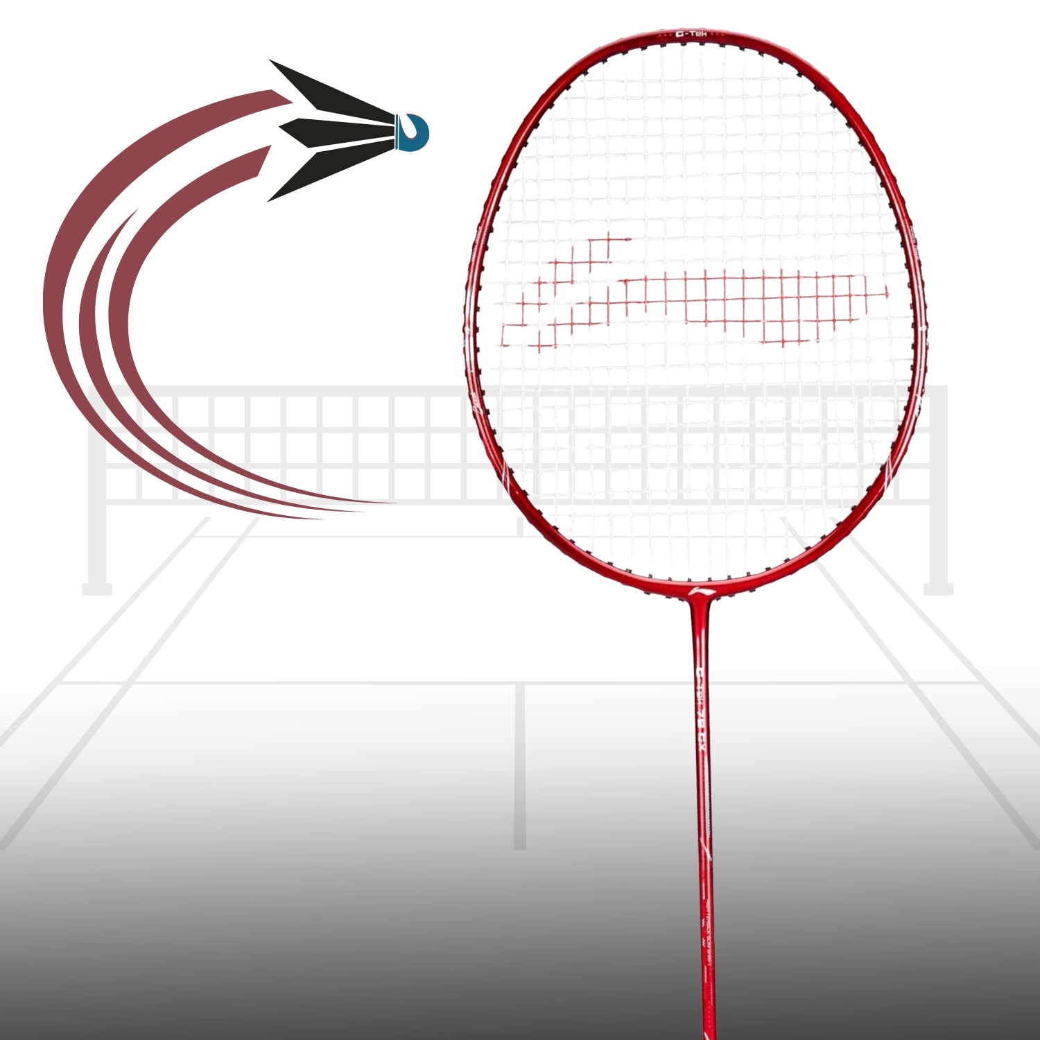 Li-Ning G-TEK 78 GX Strung Graphite Badminton Racquet with Full Cover, Lightweight High-Tension Racket for Power, Speed & Control – Red - Best Price online Prokicksports.com