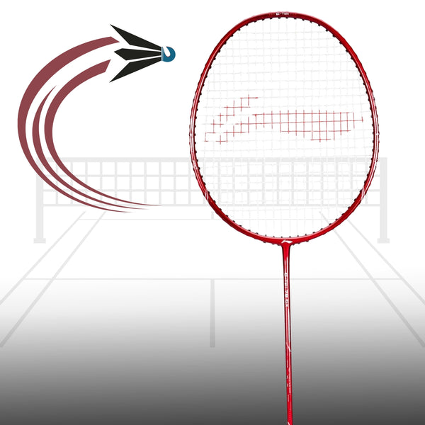 Li-Ning G-TEK 78 GX Strung Graphite Badminton Racquet with Full Cover, Lightweight High-Tension Racket for Power, Speed & Control – Red