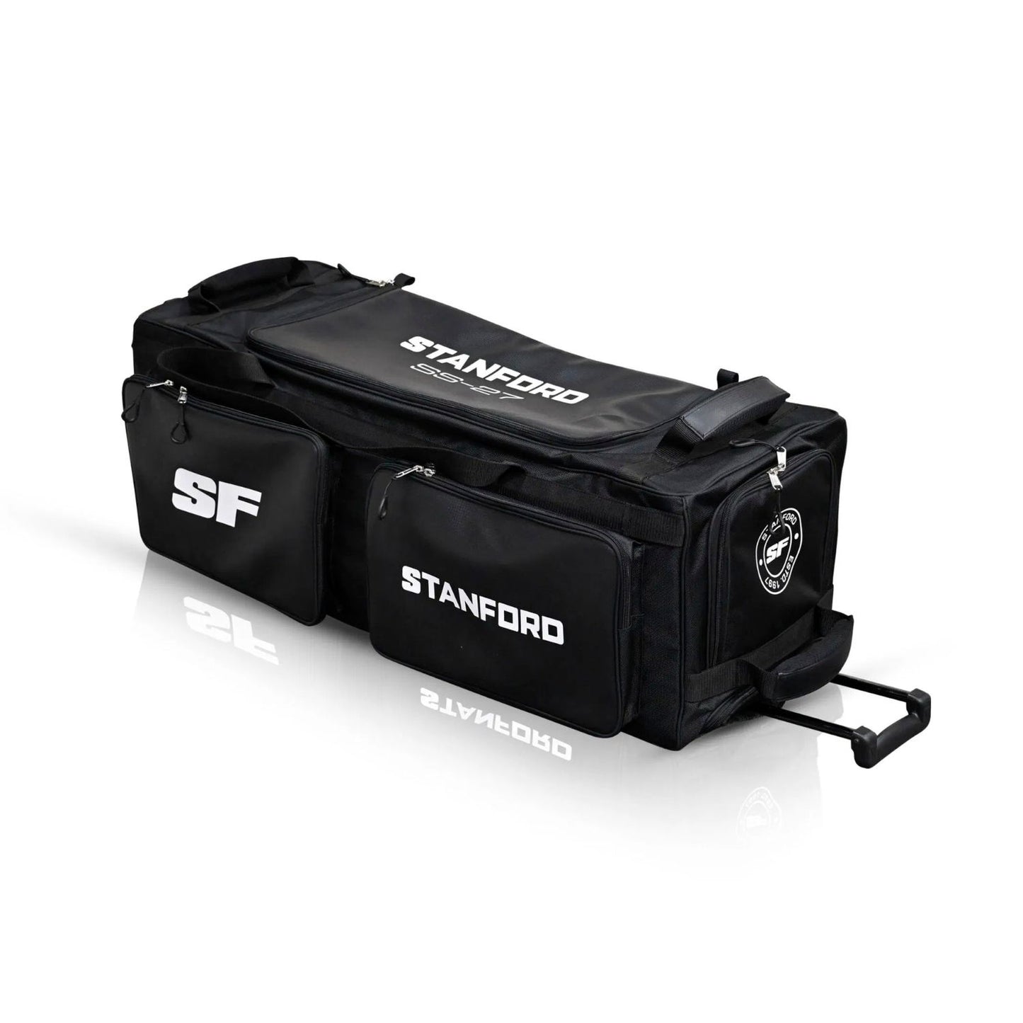 SF SS-27 Cricket Kit Bag Wheelie with Trolley - Black | Spacious Wheeled Cricket Duffle Bag | Premium Durable Kit Storage for Professional & Club Cricketers - Best Price online Prokicksports.com