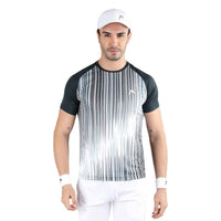 HEAD HCD‑383 Men’s Round‑Neck Sports T‑Shirt – Moisture‑Wicking Dot‑Knit Polyester with Digital Graphic Print (Charcoal/White) - Best Price online Prokicksports.com