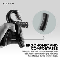 Solpro SHG-046 FirmFlex Adjustable Hand Grip Strengthener – 5-60kg Resistance, Ergonomic Grip, Forearm & Finger Strengthener with Mechanical Counter, Home Gym Rehab - Best Price online Prokicksports.com