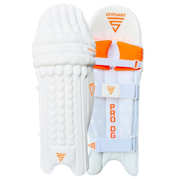 Versant Pro DG Right Hand Batting Legguards –White (Molded High-Density Foam with Reinforced Knee Caps)