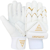 Versant OG Right Hand Batting Gloves – Adult White/Gold (Cut Finger Shock Absorber Protection with Sheep Leather Palm) - Best Price online Prokicksports.com