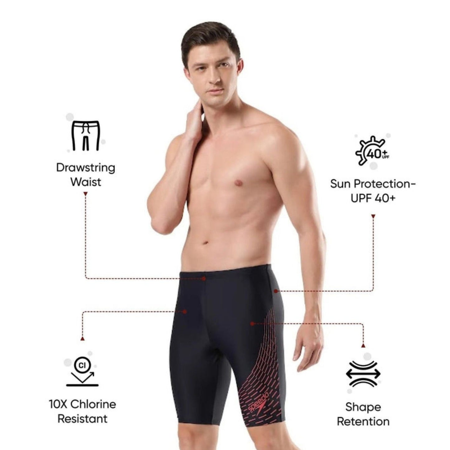 Speedo AM Medley Logo Jammer Men’s Swimwear – Performance Training Swim Jammer with Stretch Fabric, Quick Dry & Chlorine Resistant Design - Best Price online Prokicksports.com
