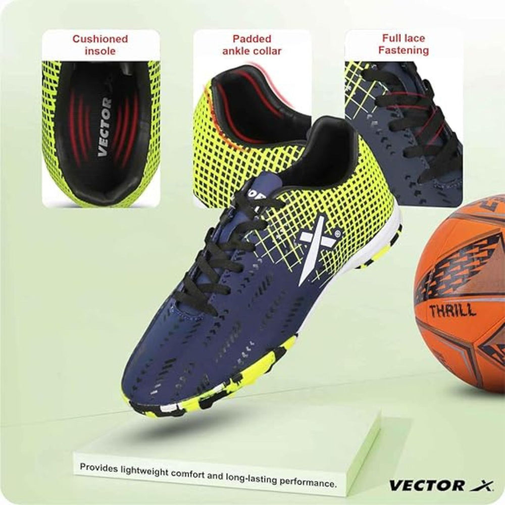 Vector X Royale+ Turf Football Shoes | Synthetic Leather Upper | Non-Marking Rubber Sole | Lightweight Cushioned Insole | - Best Price online Prokicksports.com