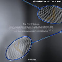 Hundred Powertek Star Strung Badminton Set (Pack of 2 Racquets) | Lightweight Aluminium Frame with Pre-Strung Strings, Full Cover & Shuttlecock Combo for Beginners - Best Price online Prokicksports.com