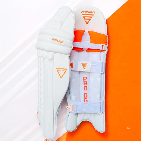 Versant Pro DG Right Hand Batting Legguards –White (Molded High-Density Foam with Reinforced Knee Caps)