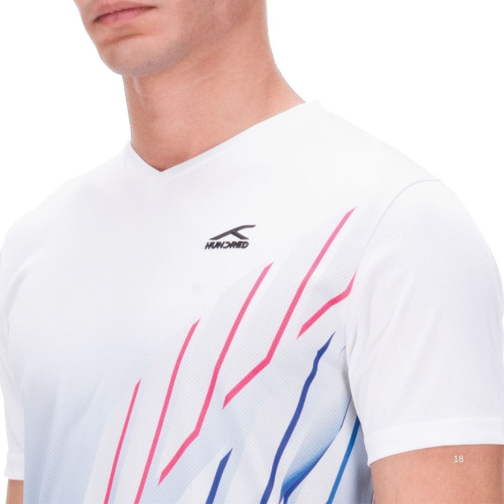 Hundred HBTS-5M268 V-Neck Badminton T-Shirt – Men Quick Dry Lightweight Sports Tee for Badminton, Gym & Training - Best Price online Prokicksports.com